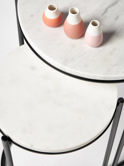 Westwing Set De Mesas Auxiliares De Mármol Ella 2 pzas