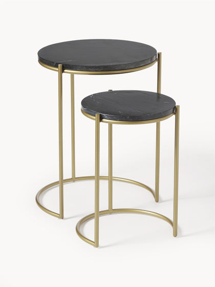 Westwing Set de mesas auxiliares de mármol Ella 2 pzas