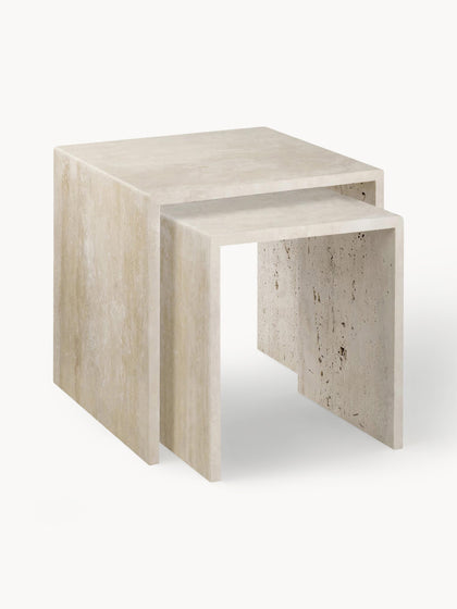Westwing Set De Mesas Auxiliares De Travertino Varu 2 uds