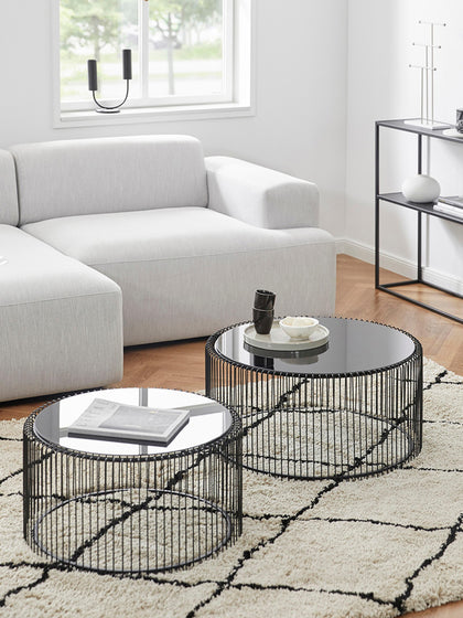 Westwing Set De Mesas De Centro Wire 2 uds. Tablero De Vidrio