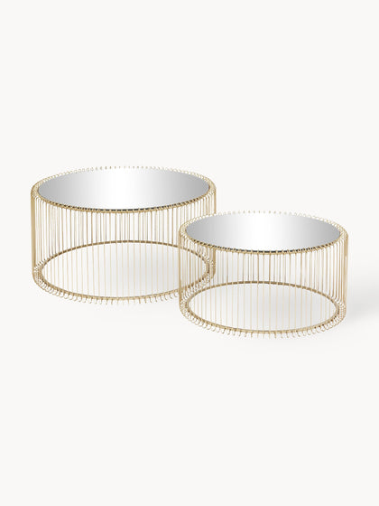Westwing Set De Mesas De Centro Wire 2 uds. Tablero De Vidrio