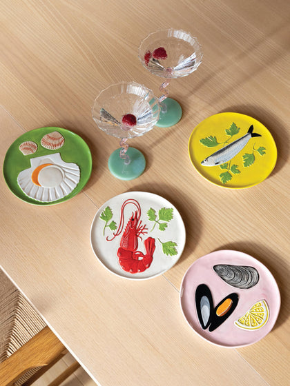 Westwing Set De Platos De Dolomita Pintado A Mano De La Mer 4 uds