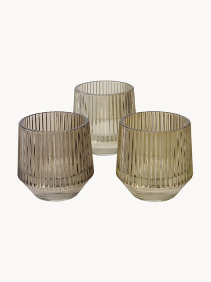 Westwing Set de portavelas de vidrio con relieves Tiago 3 uds