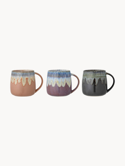 Westwing Set De Tazas Artesanales Con Esmalte Reactivo Cloe 3 uds