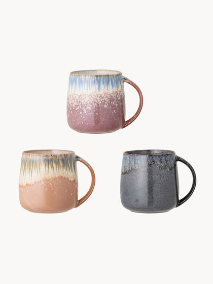Westwing Set de tazas artesanales con esmalte reactivo Cloe 3 uds