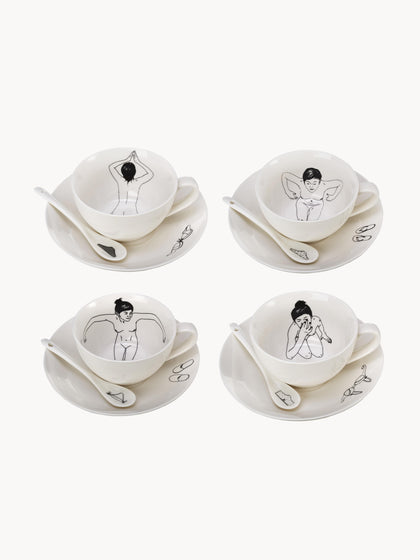 Westwing Set de tazas de café artesanales Undressed 4 uds