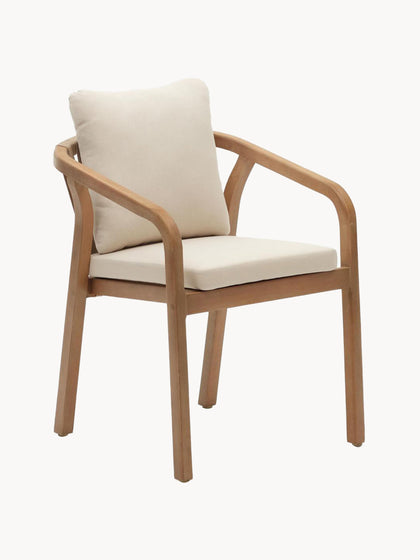 Westwing Silla con reposabrazos de madera de eucalipto para exterior Malaret