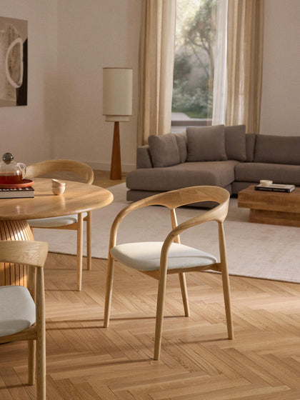 Westwing Silla Con Reposabrazos De Madera De Fresno Y Asiento Tapizado Camille