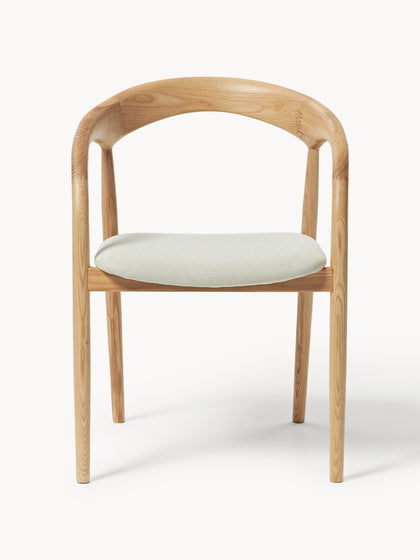 Westwing Silla Con Reposabrazos De Madera De Fresno Y Asiento Tapizado Camille