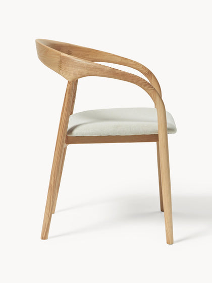 Westwing Silla Con Reposabrazos De Madera De Fresno Y Asiento Tapizado Camille