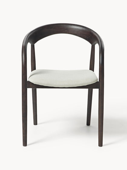 Westwing Silla Con Reposabrazos De Madera De Fresno Y Asiento Tapizado Camille