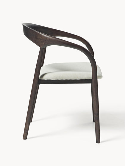 Westwing Silla Con Reposabrazos De Madera De Fresno Y Asiento Tapizado Camille