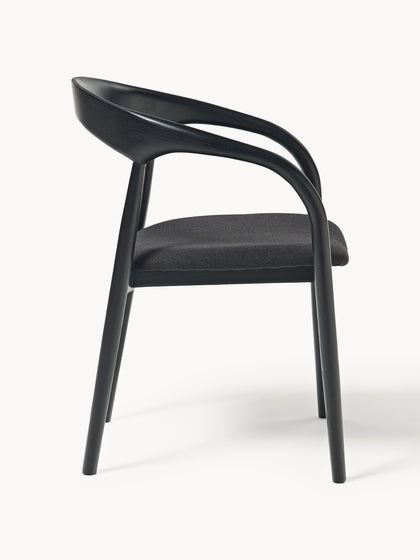 Westwing Silla Con Reposabrazos De Madera De Fresno Y Asiento Tapizado Camille