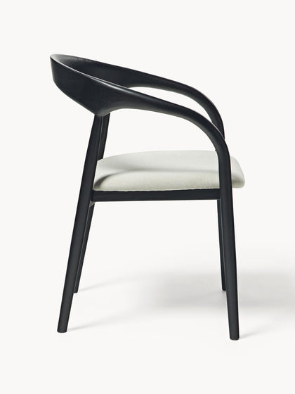 Westwing Silla Con Reposabrazos De Madera De Fresno Y Asiento Tapizado Camille