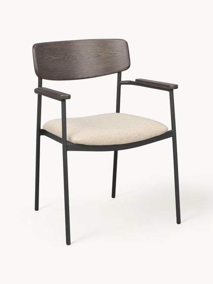 Westwing Silla con reposabrazos de madera de roble Maymont 2 uds