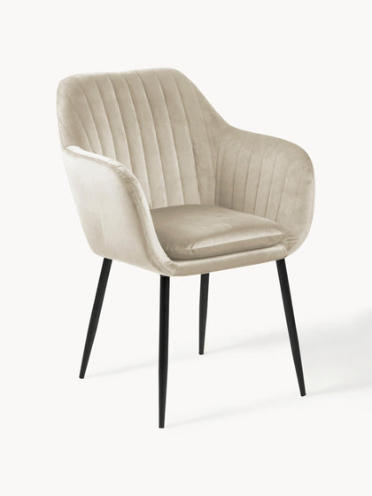 Westwing Silla con reposabrazos de terciopelo Emilia