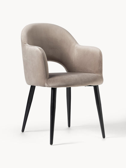 Westwing Silla con reposabrazos de terciopelo Rachel