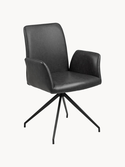 Westwing Silla con reposabrazos giratoria de cuero sintético Naya