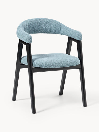 Westwing Silla con reposabrazos tapizada en tejido bouclé Nik