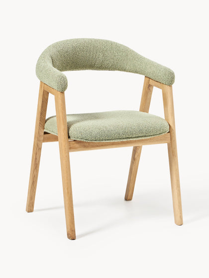 Westwing Silla con reposabrazos tapizada en tejido bouclé Nik