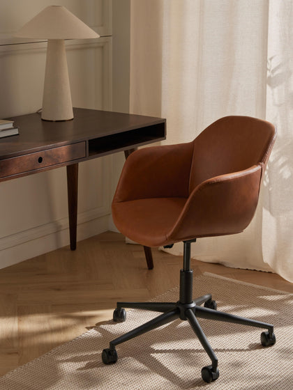 Westwing Silla De Escritorio Con Asiento Estrecho De Cuero Sintético Fiji