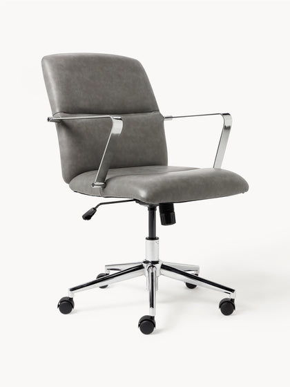 Westwing Silla de escritorio de cuero sintético con reposabrazos Reto altura regulable