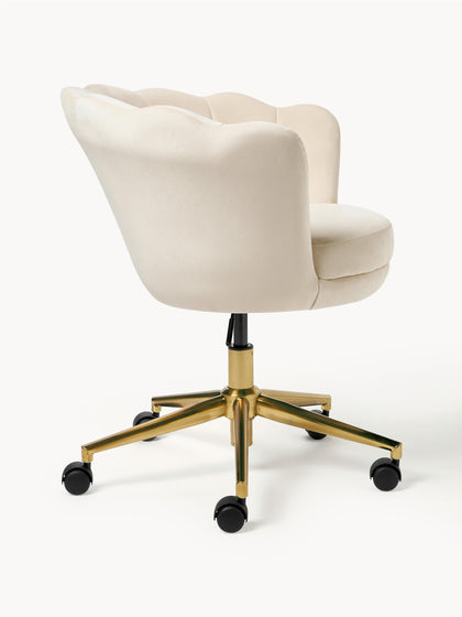 Westwing Silla De Escritorio De Terciopelo Con Reposabrazos Oyster Altura Regulable
