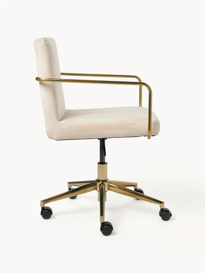 Westwing Silla De Escritorio De Terciopelo Con Reposabrazos Kashya Altura Regulable