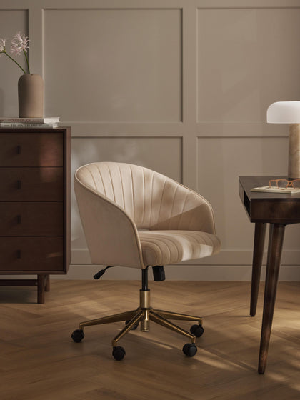 Westwing Silla De Escritorio De Terciopelo Con Reposabrazos Laria Altura Regulable