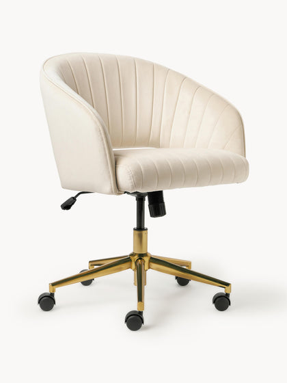 Westwing Silla de escritorio de terciopelo con reposabrazos Laria altura regulable