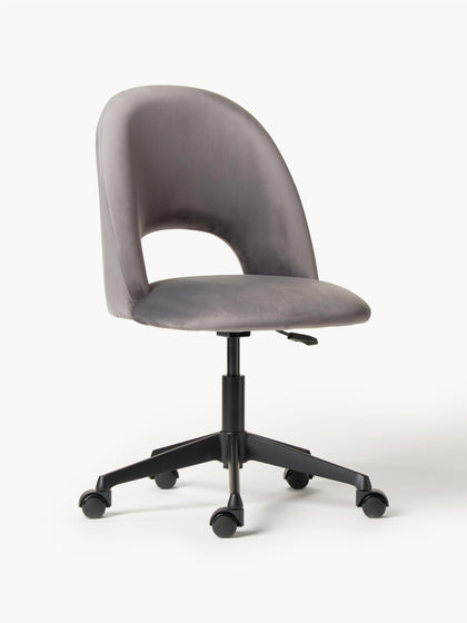 Westwing Silla de escritorio de terciopelo Rachel altura regulable