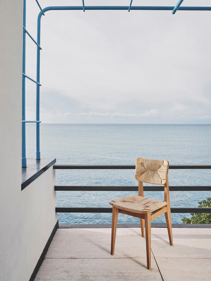 Westwing Silla De Jardín De Madera De Teca Con Asiento Y Respaldo Tejidos C-Chair