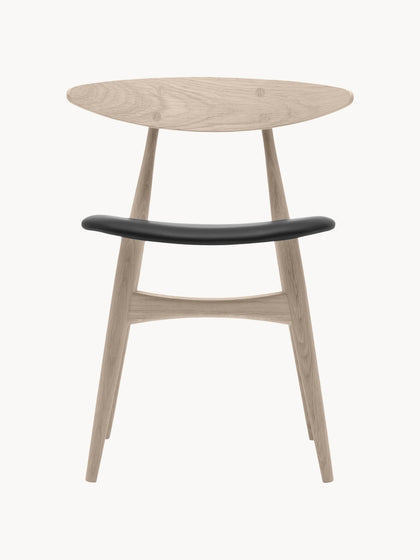 Westwing Silla de madera con asiento de cuero CH33P