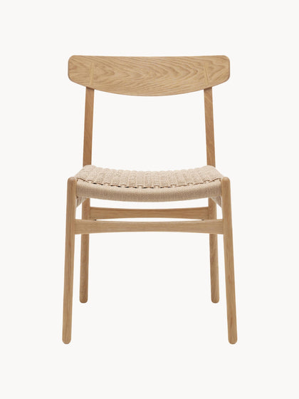 Westwing Silla de madera con asiento tejido a mano CH23