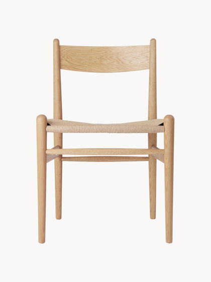 Westwing Silla de madera con asiento tejido a mano CH36