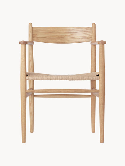 Westwing Silla de madera con asiento tejido a mano CH37