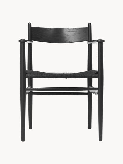 Westwing Silla de madera con asiento tejido a mano CH37