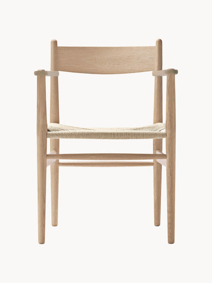 Westwing Silla de madera con asiento tejido a mano CH37