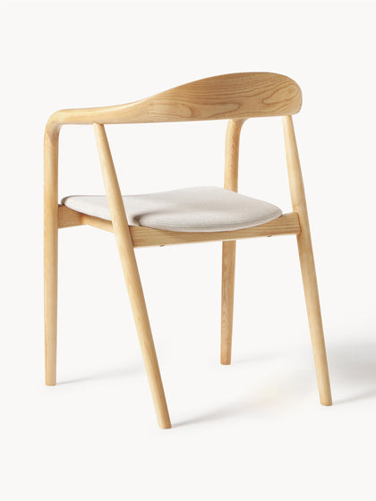 Westwing Silla De Madera Con Reposabrazos De Madera Y Asiento Tapizado Angelina