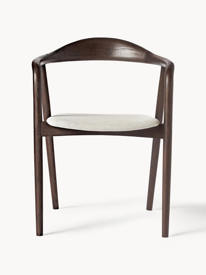 Westwing Silla De Madera Con Reposabrazos De Madera Y Asiento Tapizado Angelina