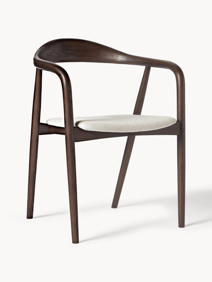 Westwing Silla de madera con reposabrazos de madera y asiento tapizado Angelina