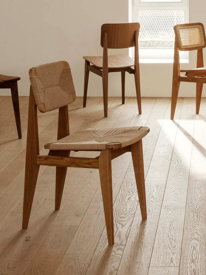 Westwing Silla De Madera De Nogal Con Asiento Trenzado C-Chair