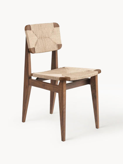 Westwing Silla De Madera De Nogal Con Asiento Trenzado C-Chair