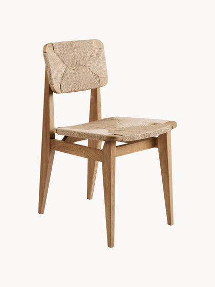 Westwing Silla de madera de roble con asiento trenzado C-Chair
