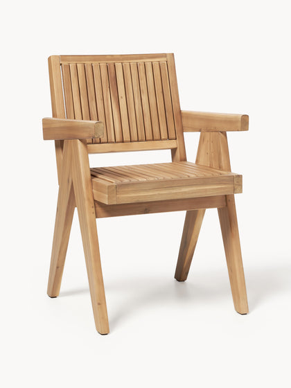 Westwing Silla para exterior con reposabrazos de madera de acacia Sissi
