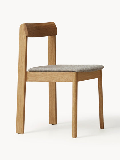 Westwing Sillas apilables de madera de roble con asiento tapizado Blueprint 2 uds