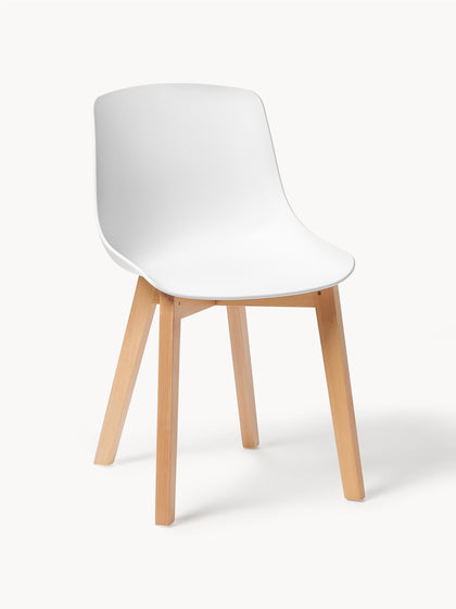 Westwing Sillas de plástico con patas de madera Dave 2 uds