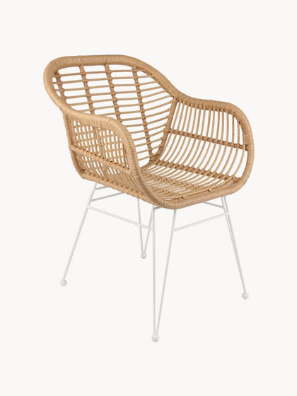 Westwing Sillas de polirratán con reposabrazos Costa 2 uds