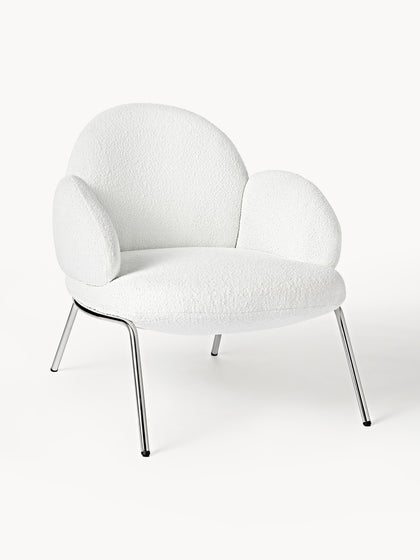 Westwing Sillón cóctel en tejido bouclé con patas de metal Luan