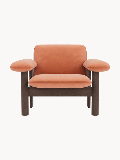 Westwing Sillón De Terciopelo Y Madera De Roble Brasilia